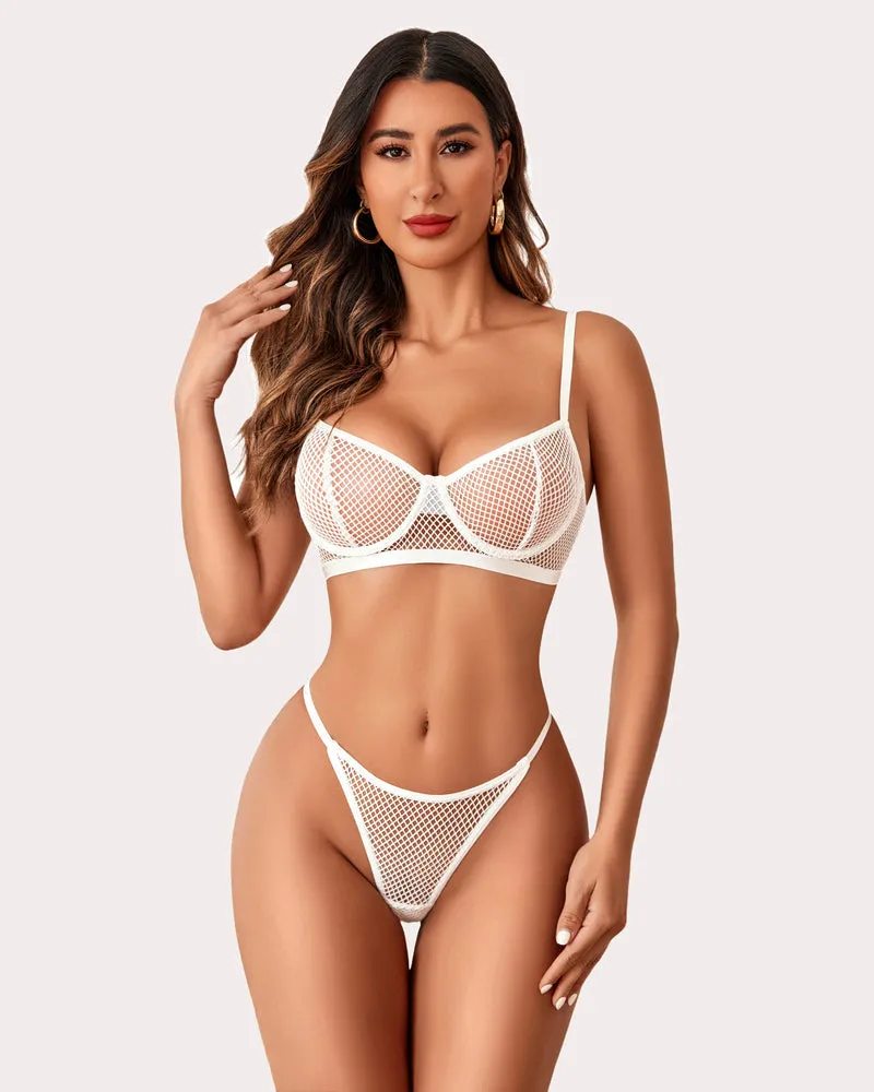 3 Pcs Fishnet Crop Sheer Sets (DE Only)