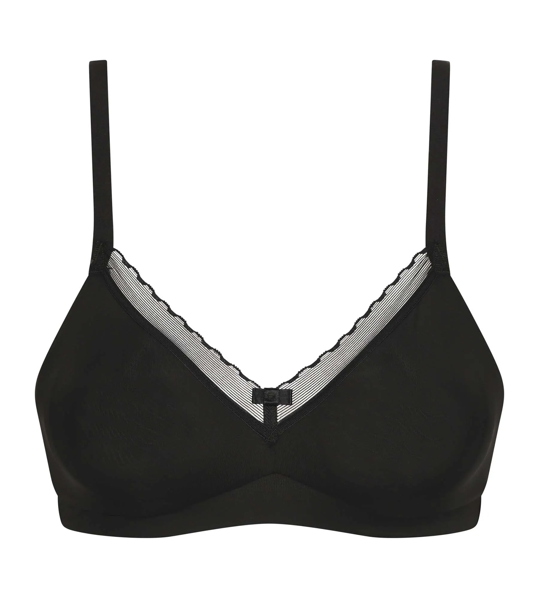 Black Daily Confort microfiber and tulle underwired bra