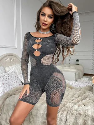 Circular Cut-outs Tight Romper
