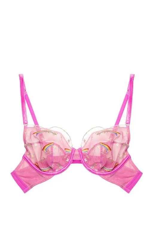 Coccinelle Rainbow Shooting Star Pride Embroidery Plunge Bra