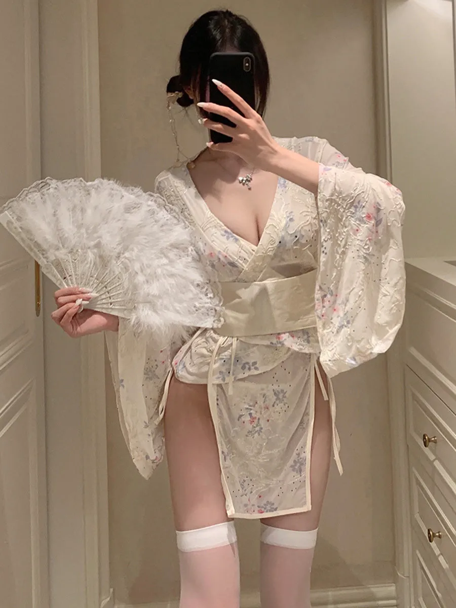 Embroidered Kimono Style Nightwear