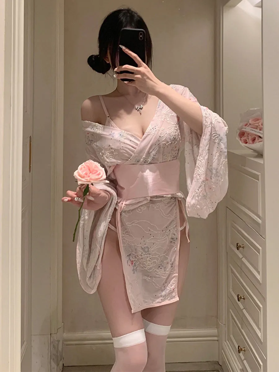 Embroidered Kimono Style Nightwear