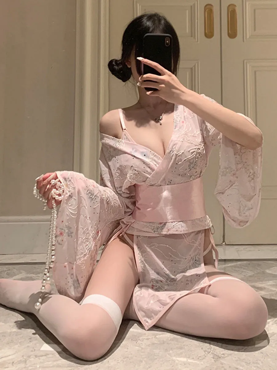 Embroidered Kimono Style Nightwear