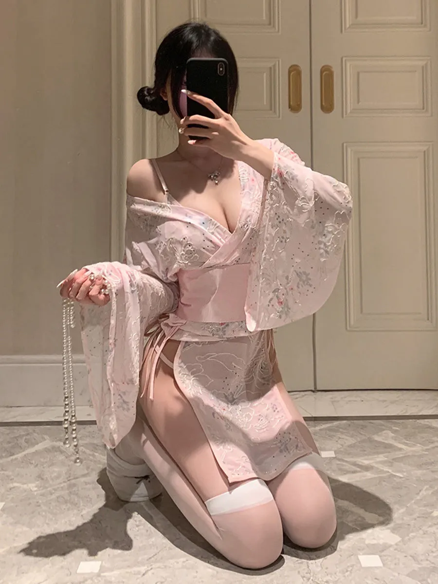 Embroidered Kimono Style Nightwear