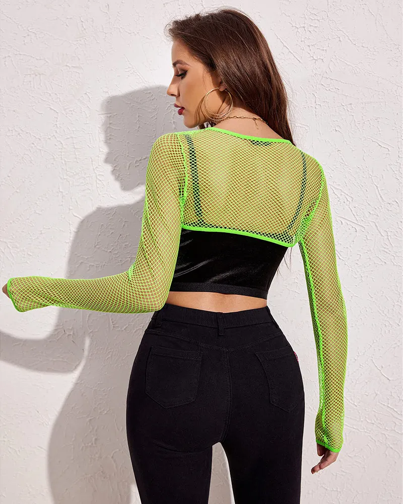 Fishnet Long Sleeve Crop Top (DE Only)