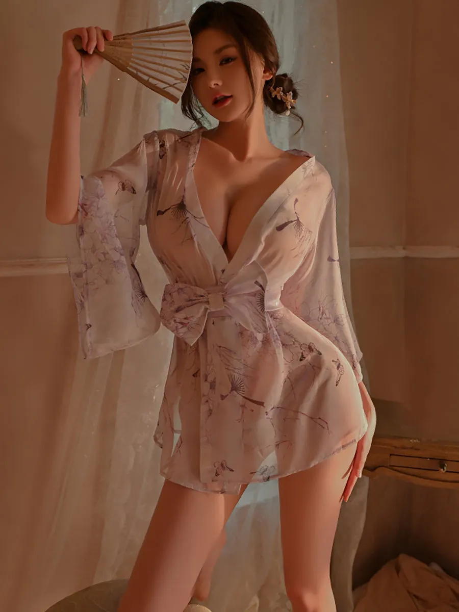 Floral Japanese Style Short Robe