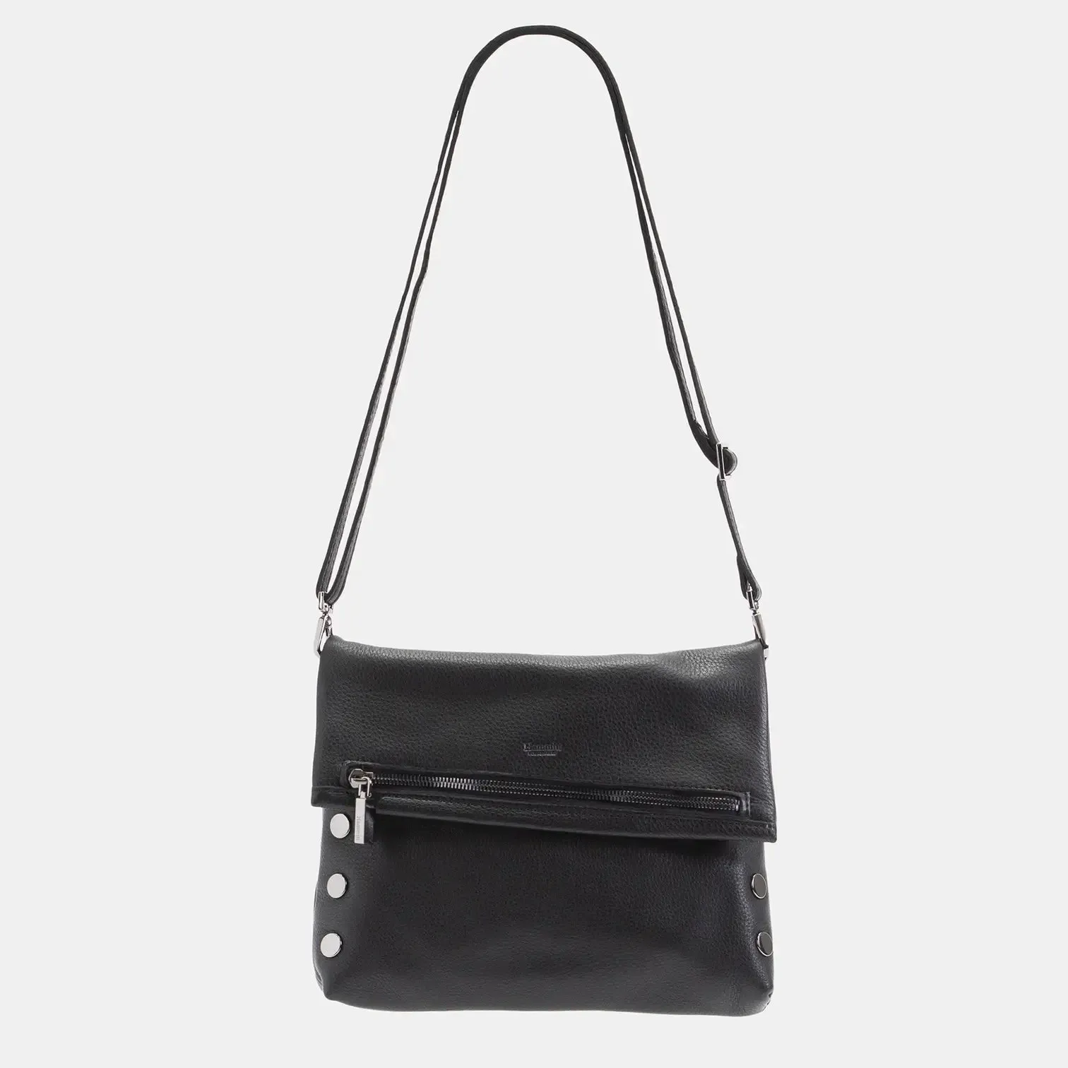 Hammitt VIP Med Zippered Leather Crossbody Clutch Black/Gunmetal