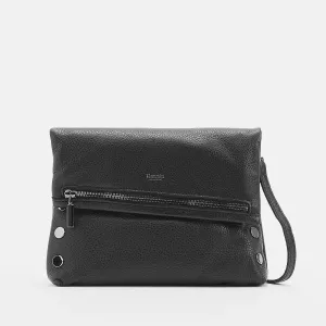Hammitt VIP Med Zippered Leather Crossbody Clutch Black/Gunmetal