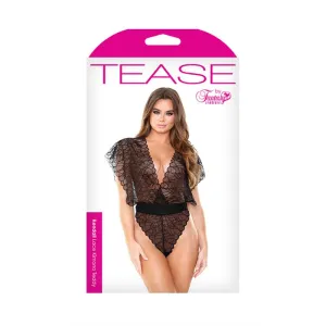 KENDALL LACE KIMONO TEDDY S/M BLACK