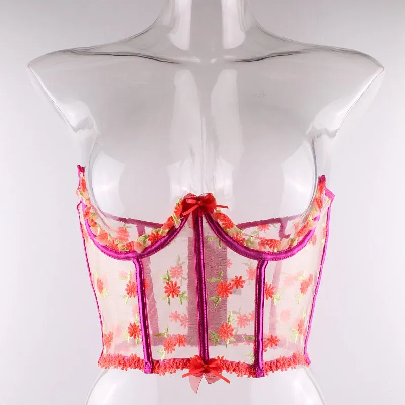 Lace Bustier Corset Tops for Women - Sexy Going Out Party Club Top with Buckle