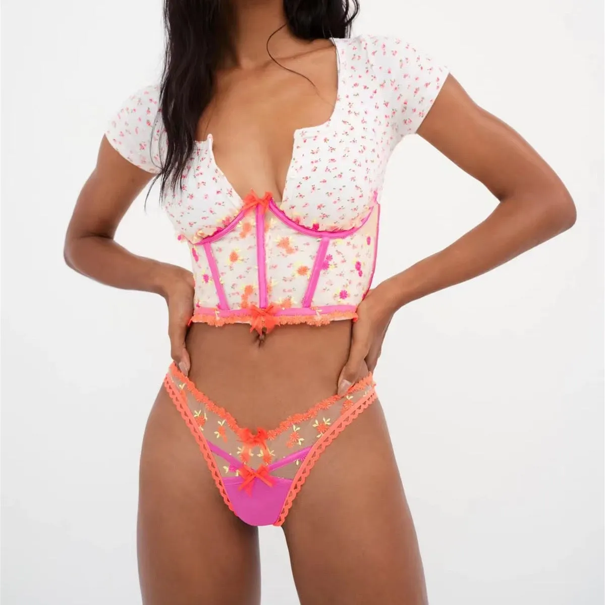 Lace Bustier Corset Tops for Women - Sexy Going Out Party Club Top with Buckle