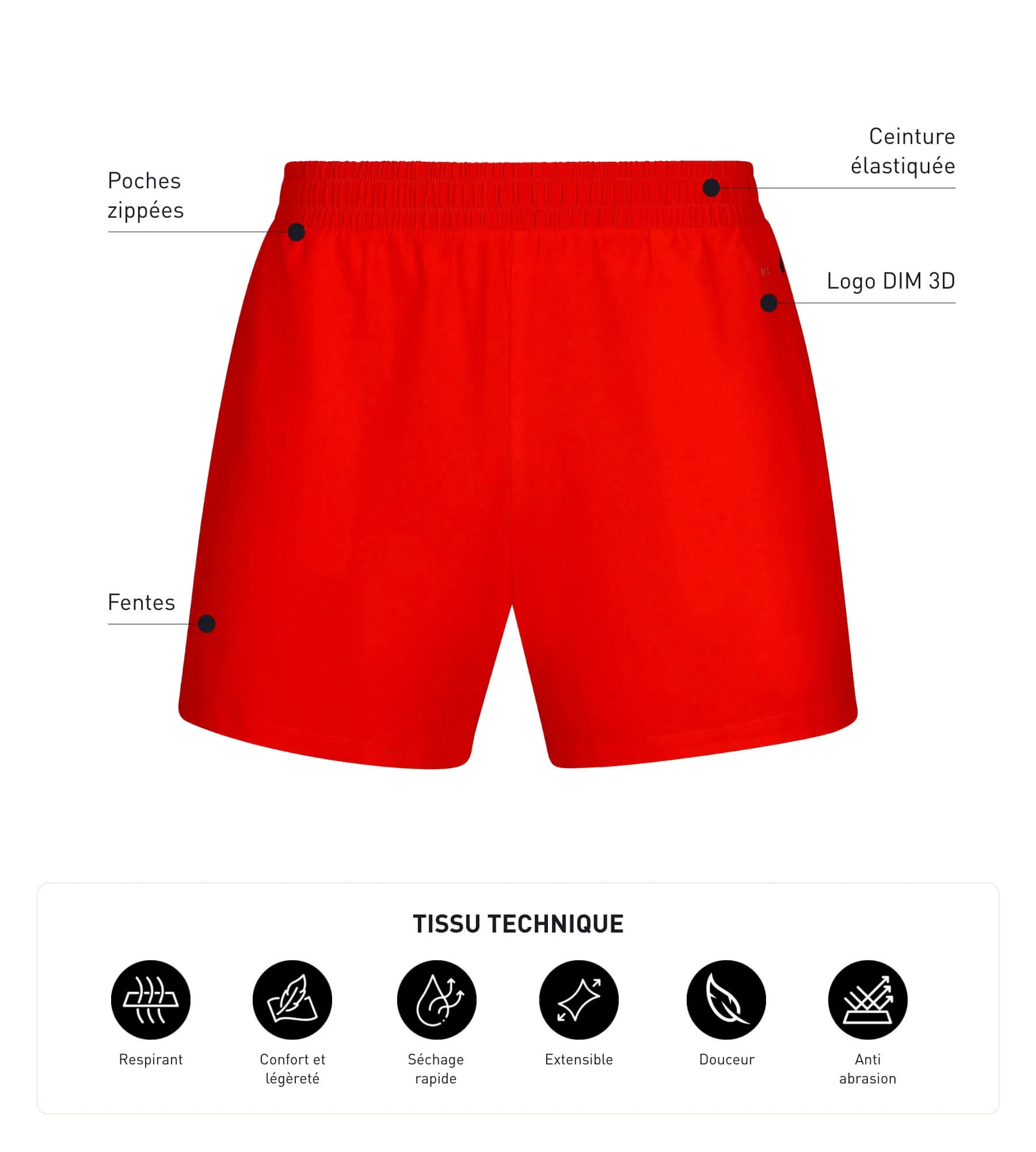 Men's sports shorts in breathable fabric Red Dim Move