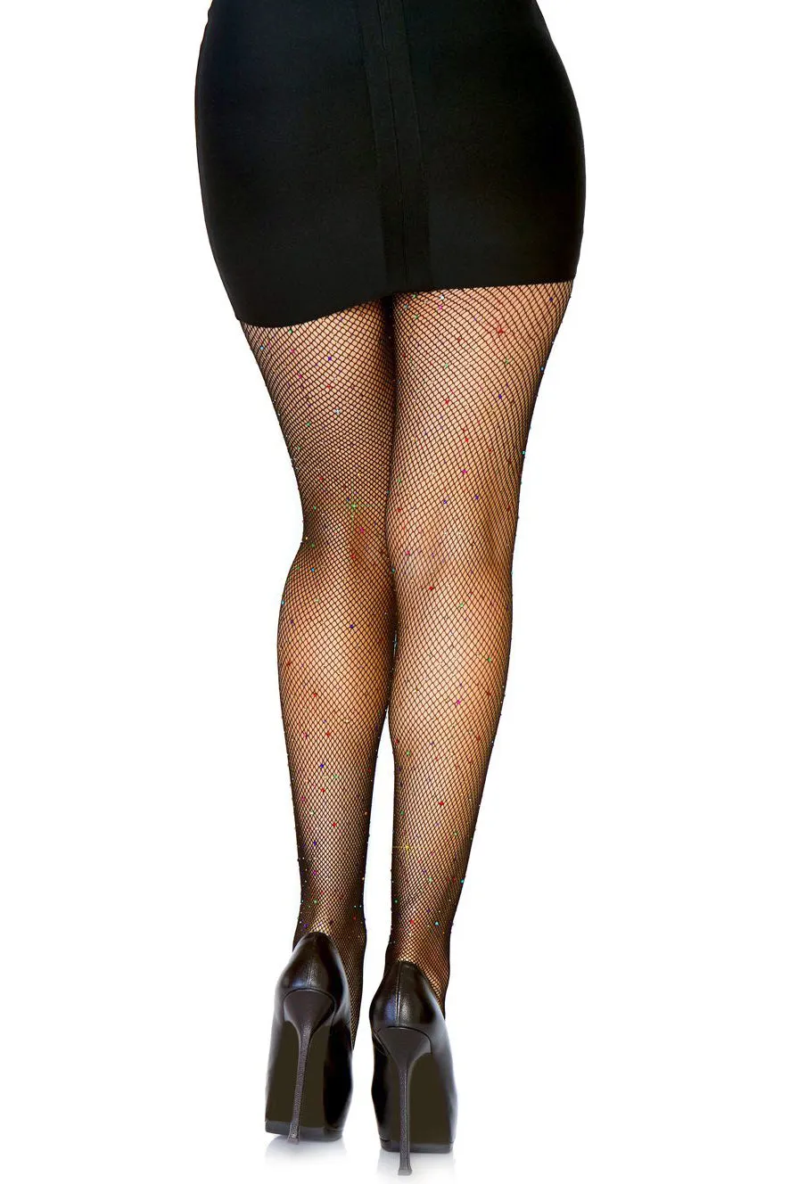 Mini Rhinestone Fishnet Pantyhose