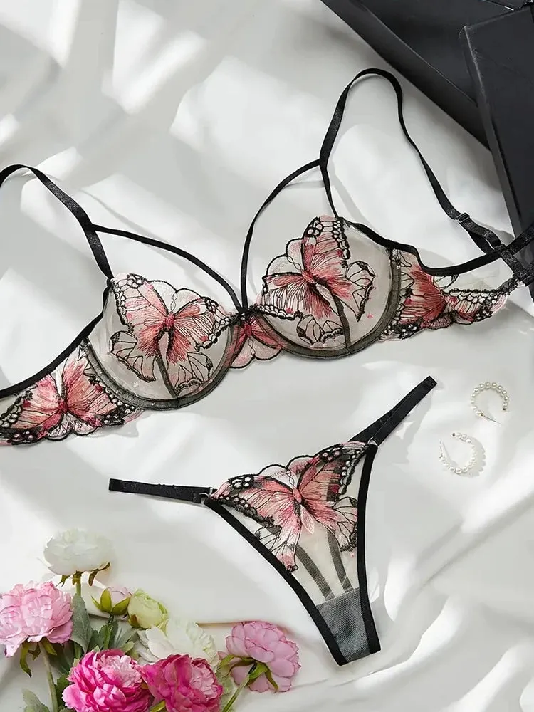 #PB Lingerie Butterfly Embroidery Set