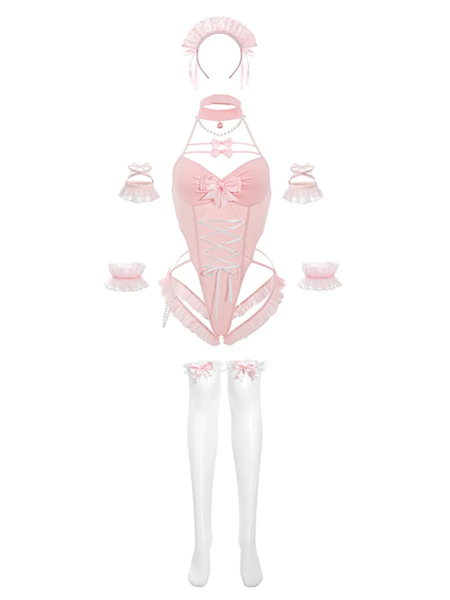 Pink Maid Cosplay Lingerie