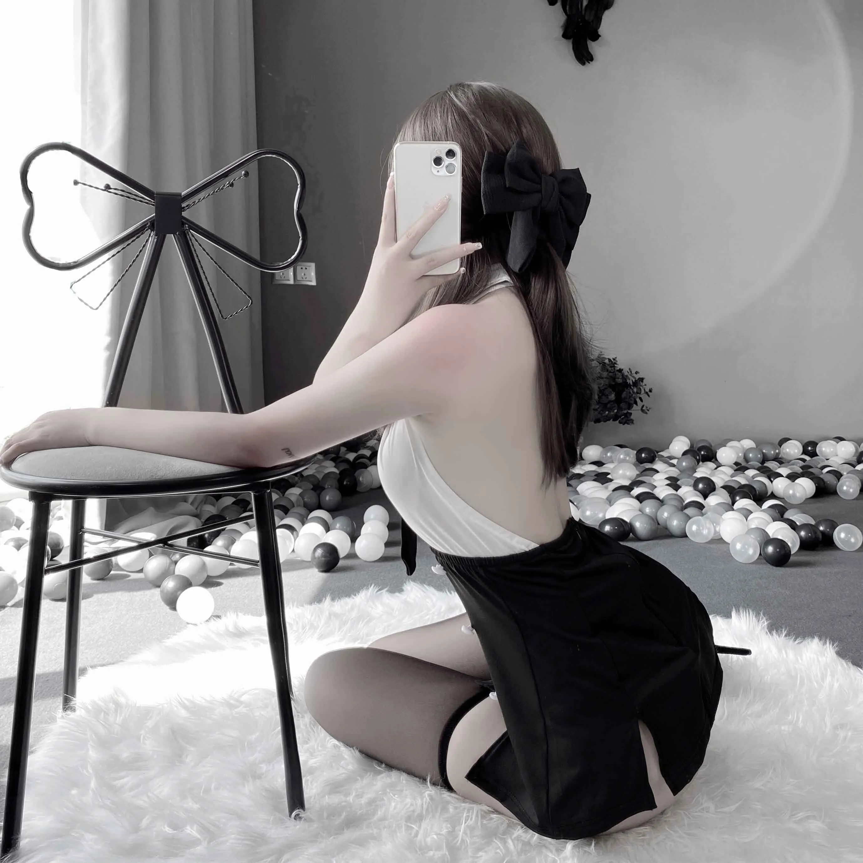 T-2489 Fun Lingerie Sexy Skirt OL Secretary Uniform Seductive Hot Nightclub Pajamas (Costume   short skirt   tie)