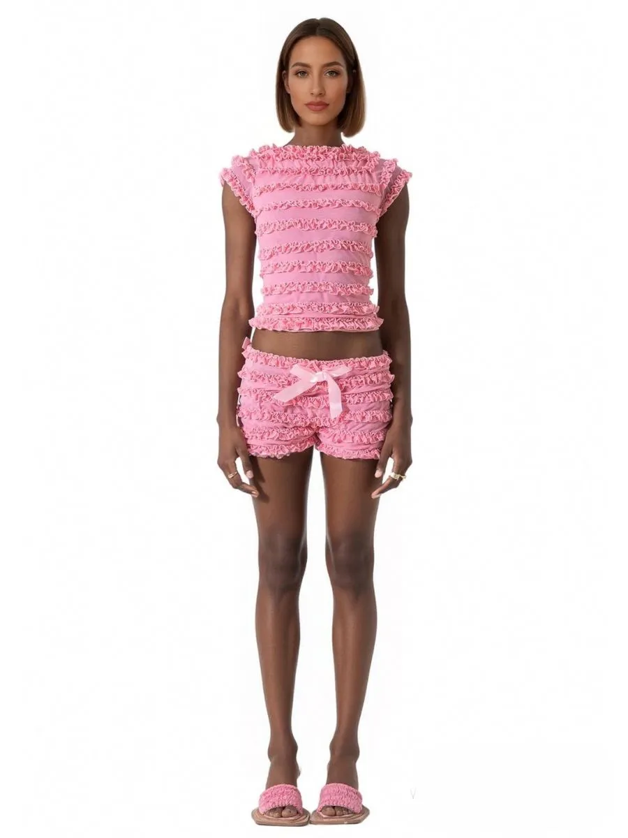 Two Piece Ruffled Girly Rave Outfit