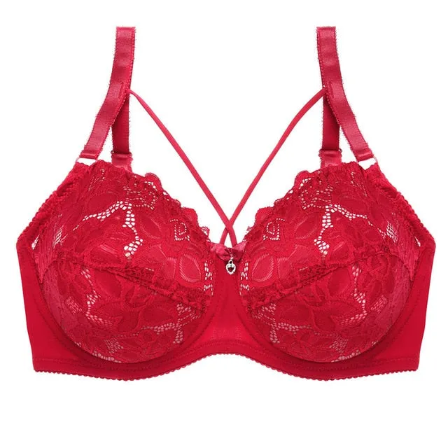 Ultra Thin Lace Fly Bra Female Brassiere Lingerie Plus Size C D Cup Push Up Seamless Comfortable Full Coverage Unlined Bra 2019