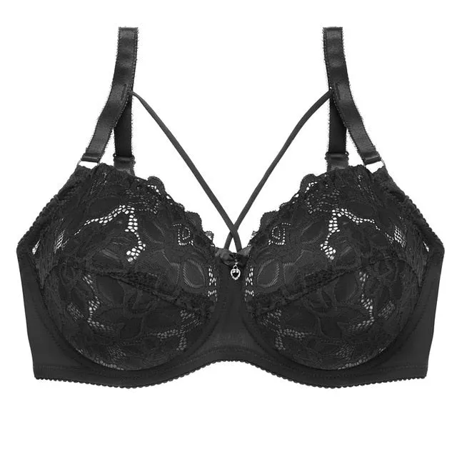 Ultra Thin Lace Fly Bra Female Brassiere Lingerie Plus Size C D Cup Push Up Seamless Comfortable Full Coverage Unlined Bra 2019