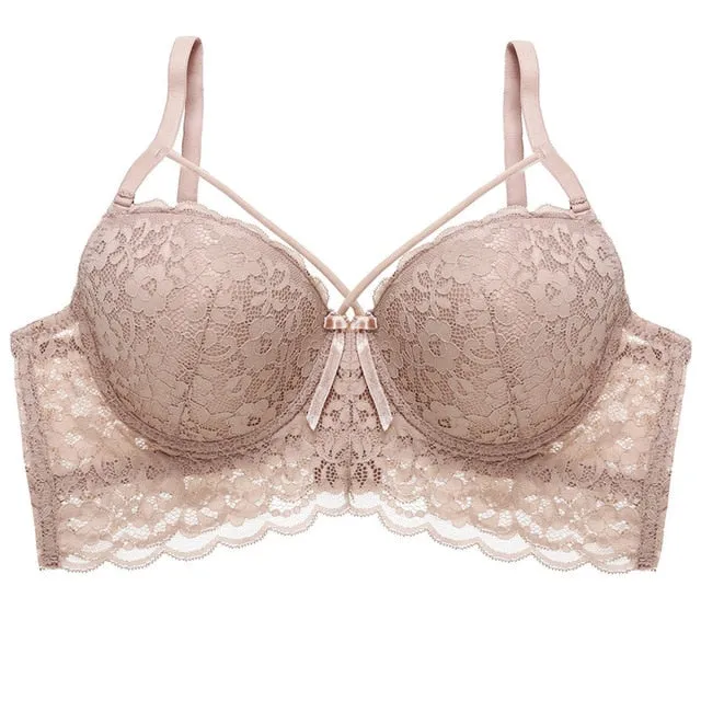 Ultra Thin Lace Fly Bra Female Brassiere Lingerie Plus Size C D Cup Push Up Seamless Comfortable Full Coverage Unlined Bra 2019