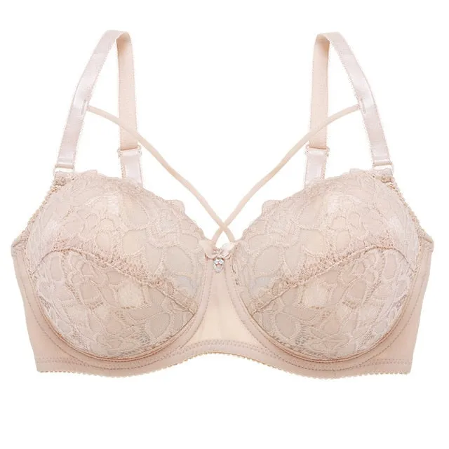 Ultra Thin Lace Fly Bra Female Brassiere Lingerie Plus Size C D Cup Push Up Seamless Comfortable Full Coverage Unlined Bra 2019