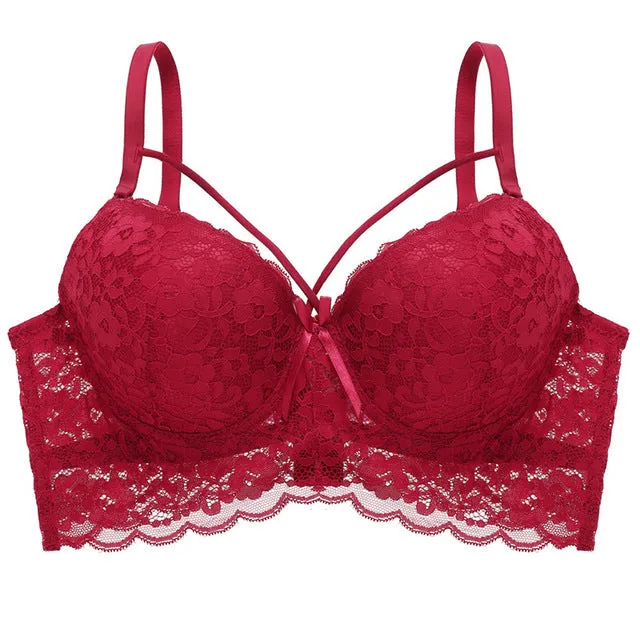 Ultra Thin Lace Fly Bra Female Brassiere Lingerie Plus Size C D Cup Push Up Seamless Comfortable Full Coverage Unlined Bra 2019