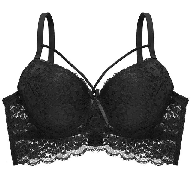 Ultra Thin Lace Fly Bra Female Brassiere Lingerie Plus Size C D Cup Push Up Seamless Comfortable Full Coverage Unlined Bra 2019