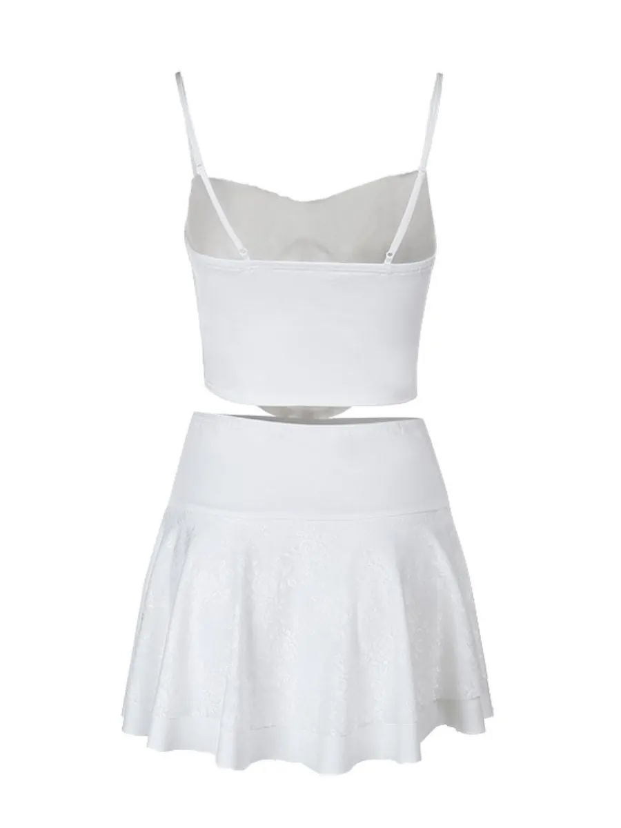 White Lace Bustier Mini Skirt