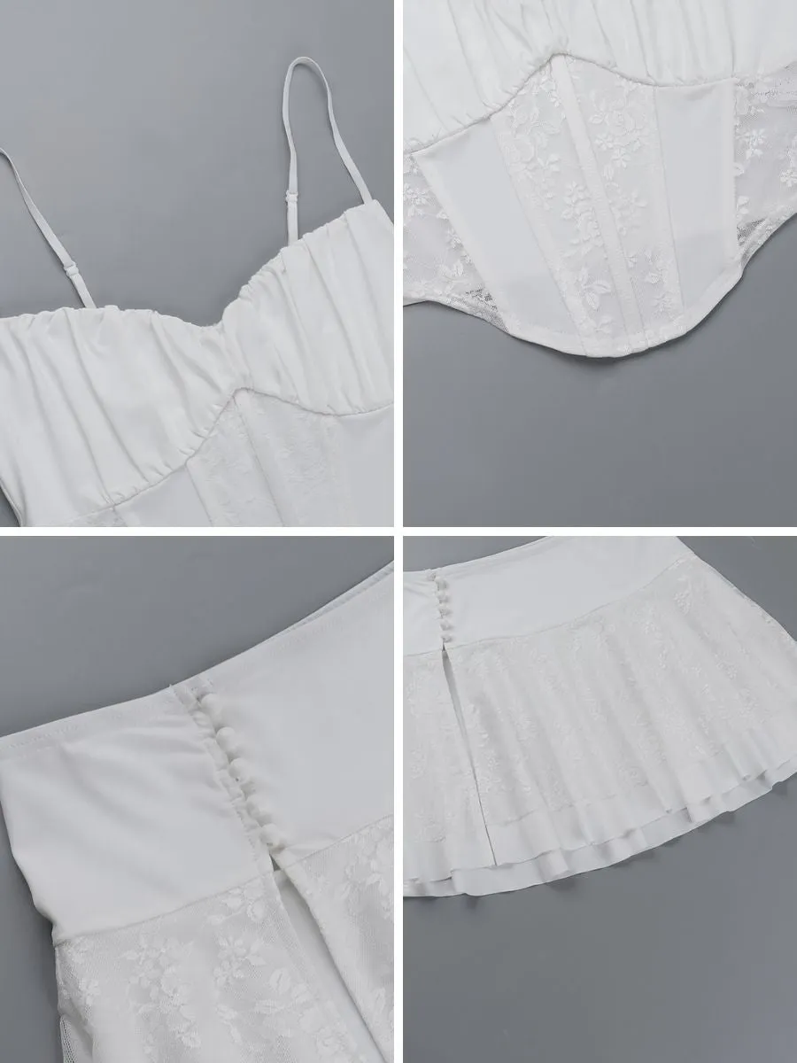 White Lace Bustier Mini Skirt