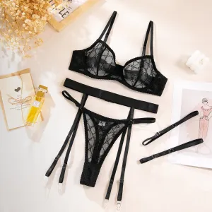 Women Lingerie Sets with Garter Belt Lace Teddy Baby doll Bodysuit